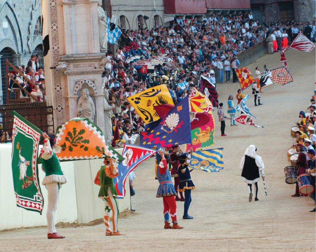  Il Palio, Siena, Tuscany summer festival event.